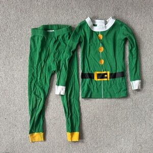 Hanna Andersson Green Elf pajamas with Yellow Accents